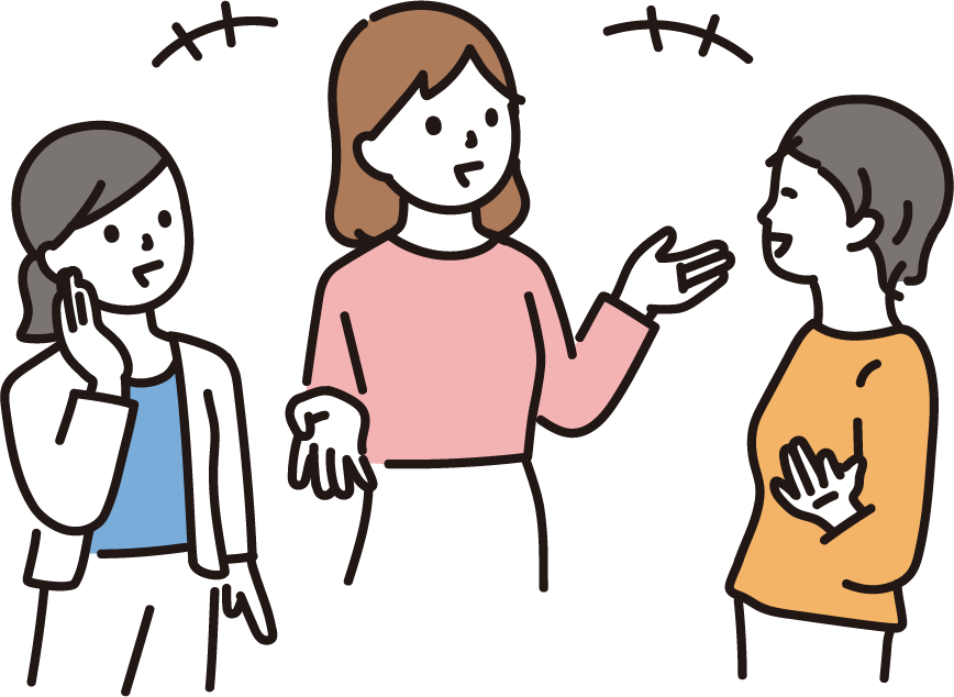 3人で会話するイラスト